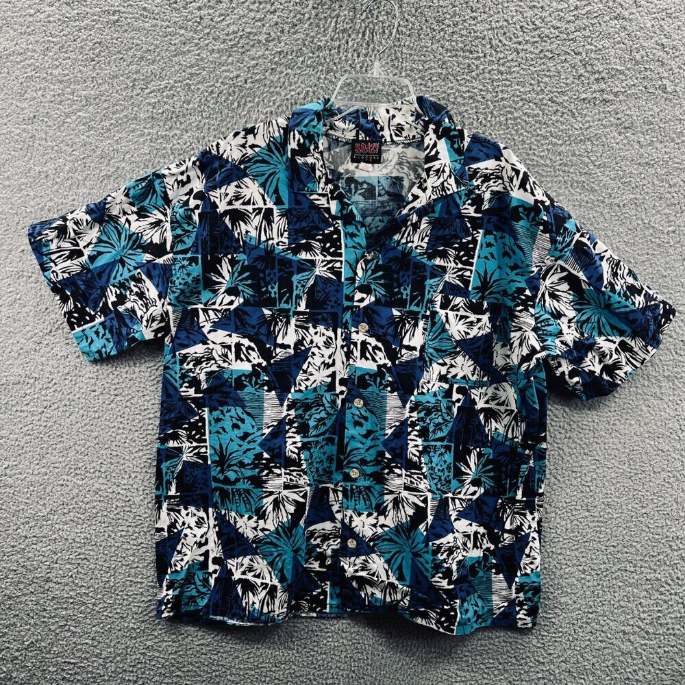 Krazy Klothes LTD Mens Aloha Shirt Extra Large Blue Hawaiian Button Front Pocket